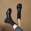 Krazing Pot Microfiber Autumn Winter Shoes Thick Med Heels Size 43 Chelsea Boots Back Knitwear Stretch Ankle Boots