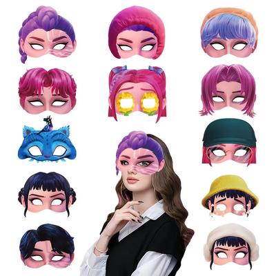 Un lot de 12 masques Kpop Chasseurs de Démons pour Fête d'Anniversaire, Fête Cosplay, Accessoires de Photographie, Décorations, Filles Garçons, Cadeaux Fête d'Halloween A