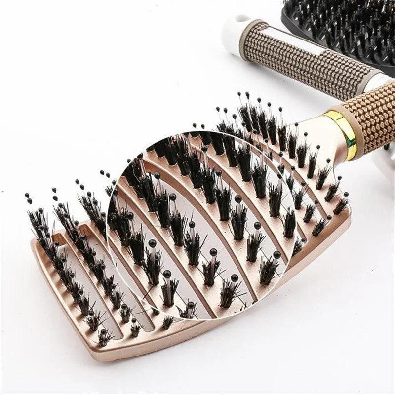 Bristle Nylon Massage Brush Wet Curly Straight Comb Professional Straight Curly Hair Styling Brush for Salon Home Use