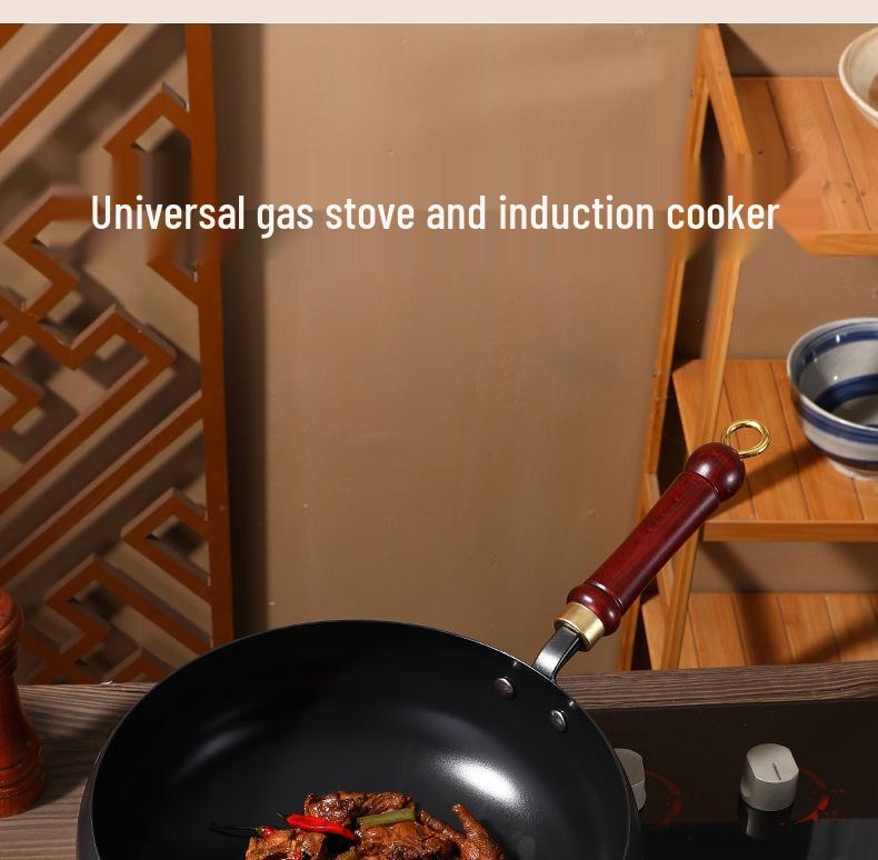 Ancient-Style Non-Stick Thick Iron Wok for Stir-Frying, Stewing, and Soup - Household & Commercial Use