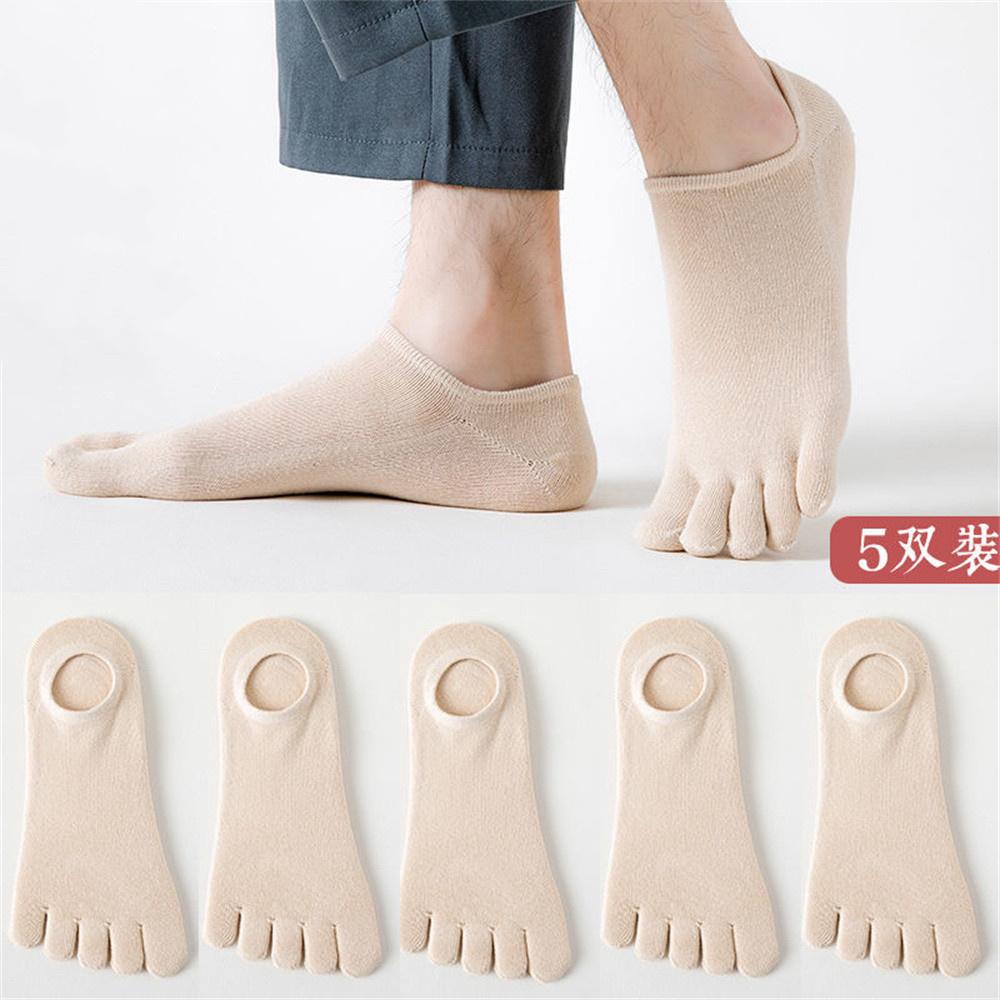 5 Pairs Five Fingers Socks Men White Breathable Short Ankle Toe Socks Sports Running Solid Color Black Gray Male Sox