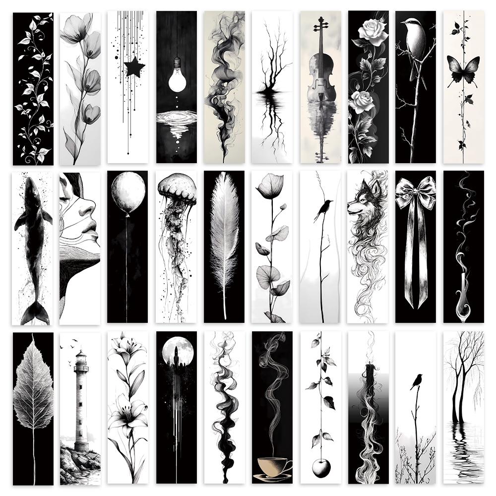 32pcs, Black and White Minimalist Line Bookmarks for Teachers, Readers and Book Lovers, Bookmarks, Gifts, Parties, Birthdays
