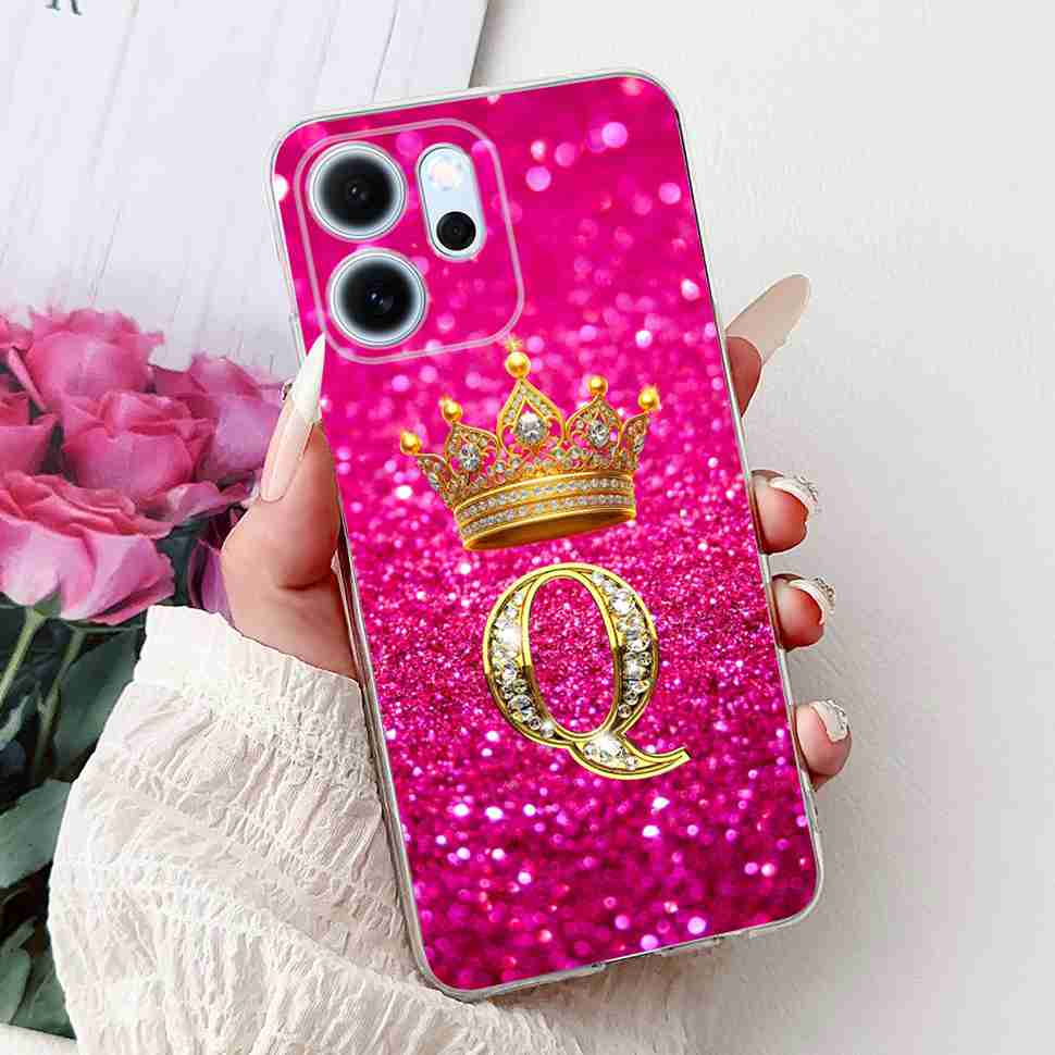 

For Oppo Reno14 F 5G 6.57 Case New Design Letter Flower TPU Soft Silicone Cover For Oppo Reno 14F CPH2743 Phone Shell Capa Oppo Reno14 F 5G