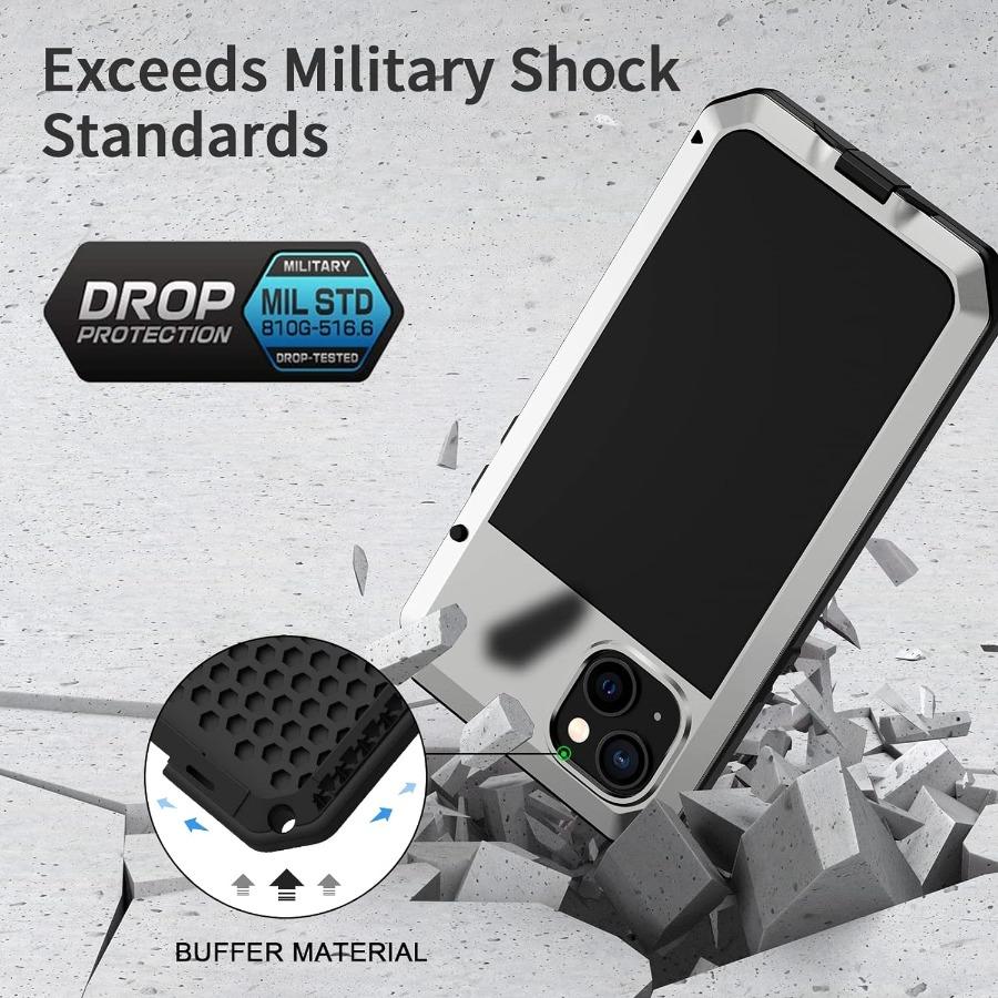 Custodia in Metallo Blindata per IPhone 17 18 Pro Air 17e 16e 16 15 14 13 12 11 Pro Max XS XR 8 7 Plus Copertura Resistente Protezione Schermo