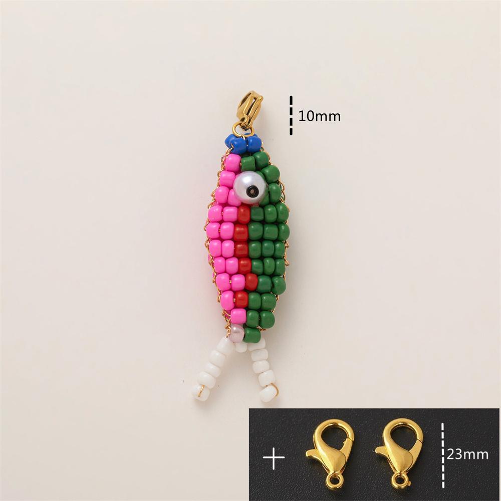 Cute Handmade Bead Fish Backpack Bag Zipper Pendant Hanging Decoration Girls Student Keychain Hangings DIY Accessories Ornaments