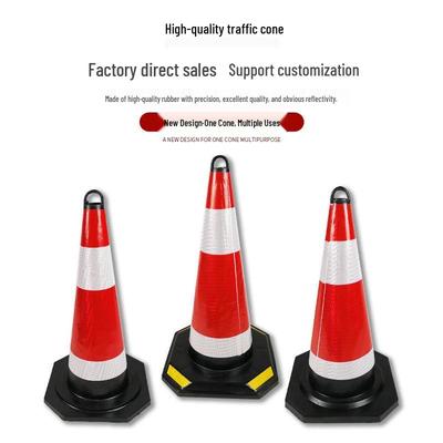Cône de signalisation en caoutchouc réfléchissant - Barrière d'isolation conique de 70 cm et 90 cm pour la construction routière