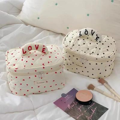 Soft Cotton Large  Cosmetic Bag LOVE Toiletry Handbag New Make Up Bags  Women Girls