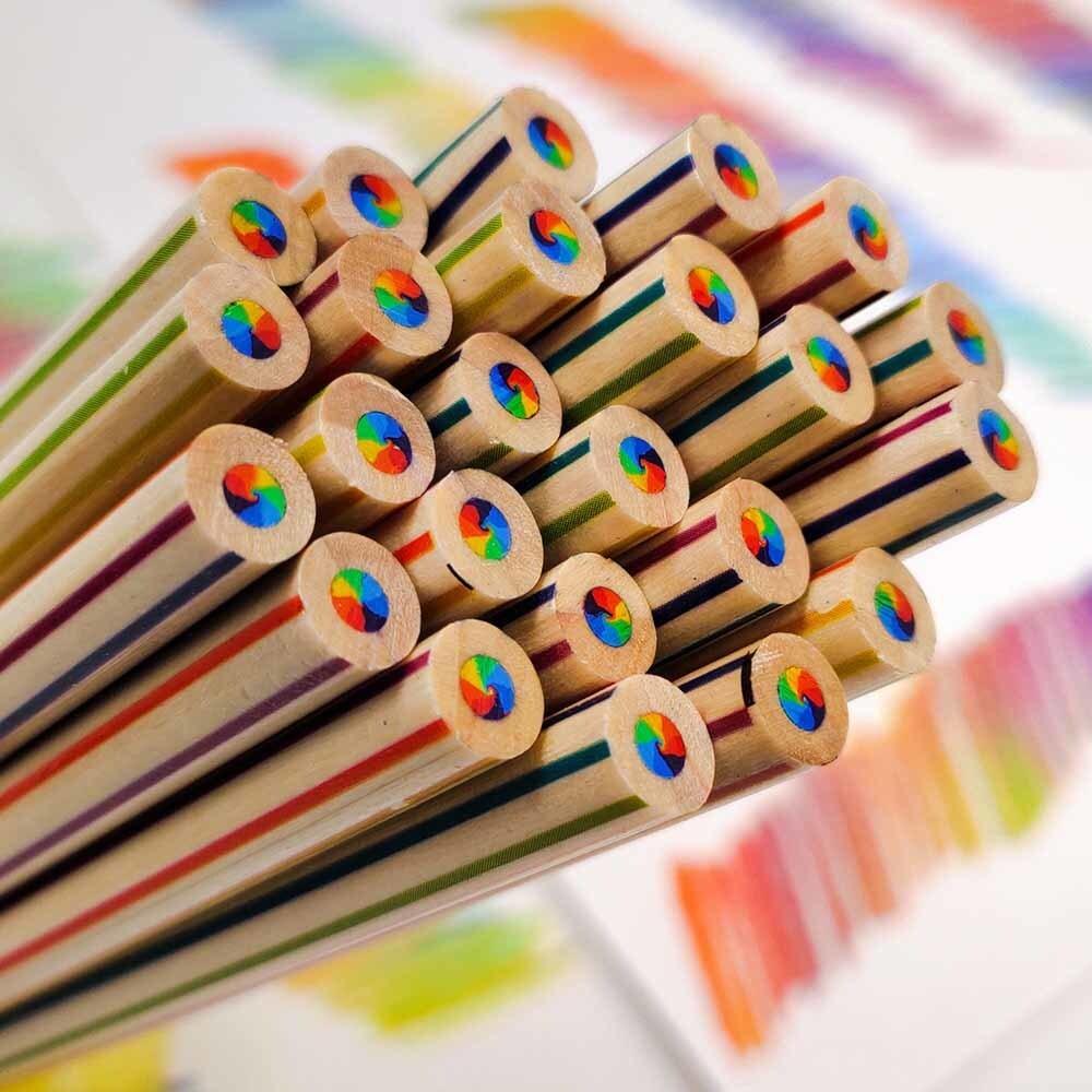 

10 штук креативных радужных канцелярских принадлежностей для школы, канцелярские принадлежности для студентов, приз Kawaii, простые 7 цветов, круглые карандаши