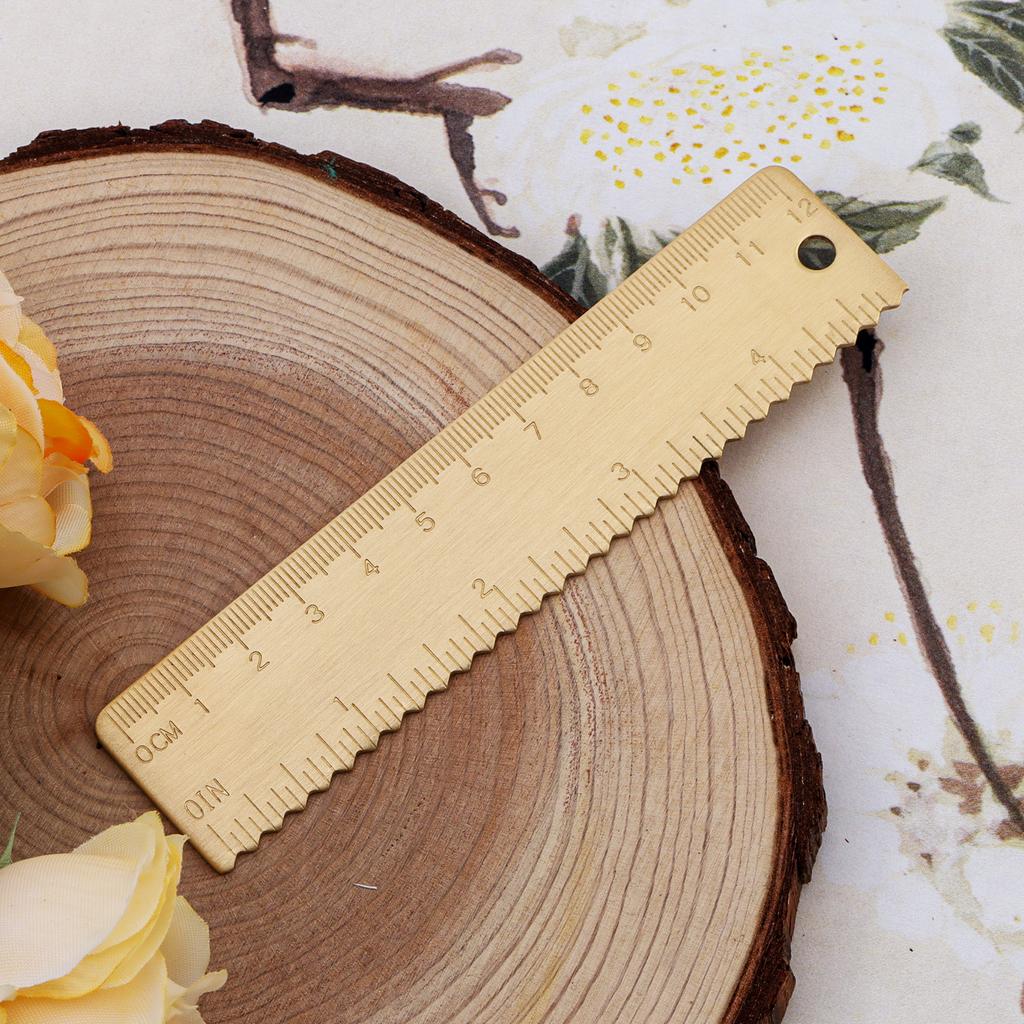Mini 120mm do 4 cali Mosiężna Linijka z Falowaną Krawędzią Wytrzymały Zakładka Narzędzie do Rysowania Linii