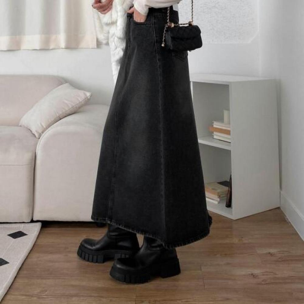 Nieuwe Aankomsten Open Run Dames S gRunge Look Gewassen A-lijn Lange Rok Geen SpAn