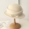 New 100% Wool Hat Bell Hat Women's French Elegant Retro Hepburn Autumn and Winter Celebrity Pearl Wool Felt Bucket Hat