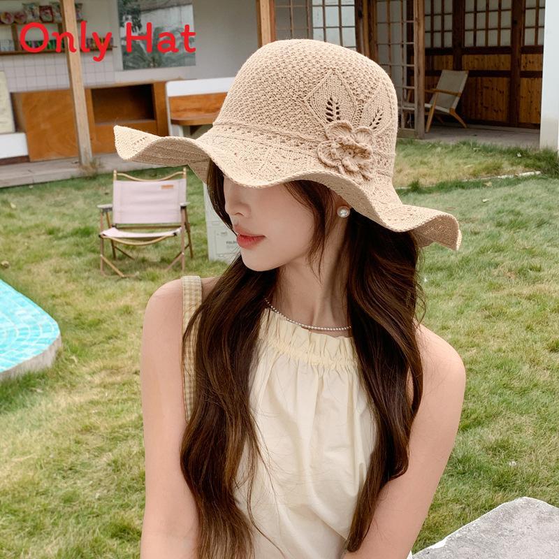 Ladies Wide Brim Sun Hat With Breathable Polyester Material For Uv Sunshade
