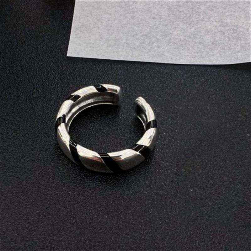 Black Oil Drop Zebra Ring S Personality Open Ring Ring
