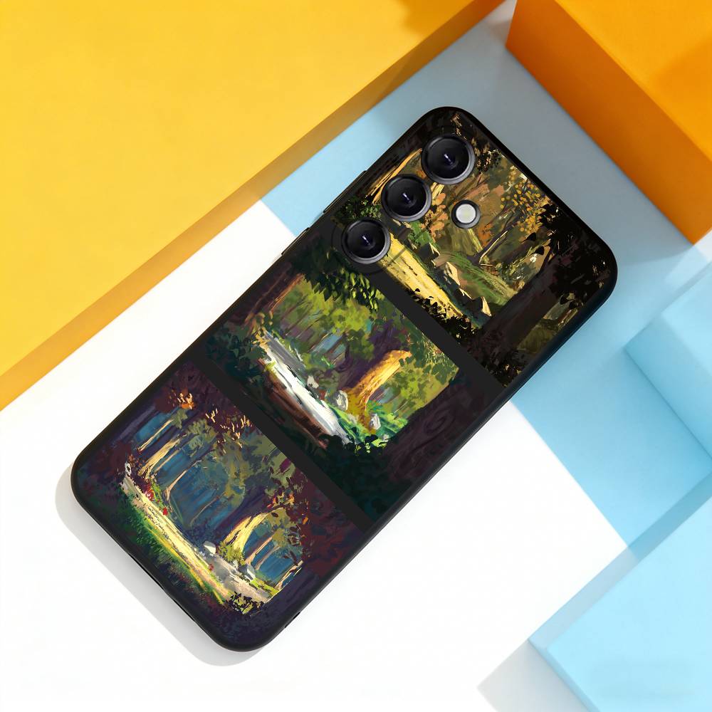 Waldkunst Landschaft Für Samsung Galaxy A 22,71,53,52,51,72,73,5G,Note,J7,8,9 Handyhülle Weiche Schwarze Abdeckung