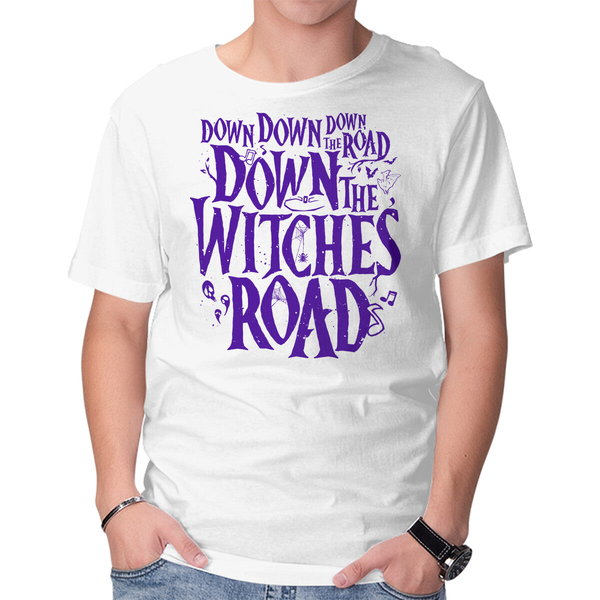 Unisex Crew Neck T-Shirt Down The Witches Road Graphic Short Sleeve Casual Tee XS
