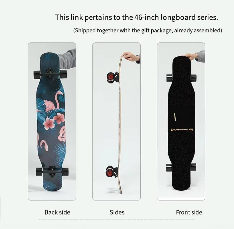46IN Big Longboard Skateboard Boys Girls Beginners Adults Four-Wheel Street-Style Professional Double Rocker Maple Wood Dyed