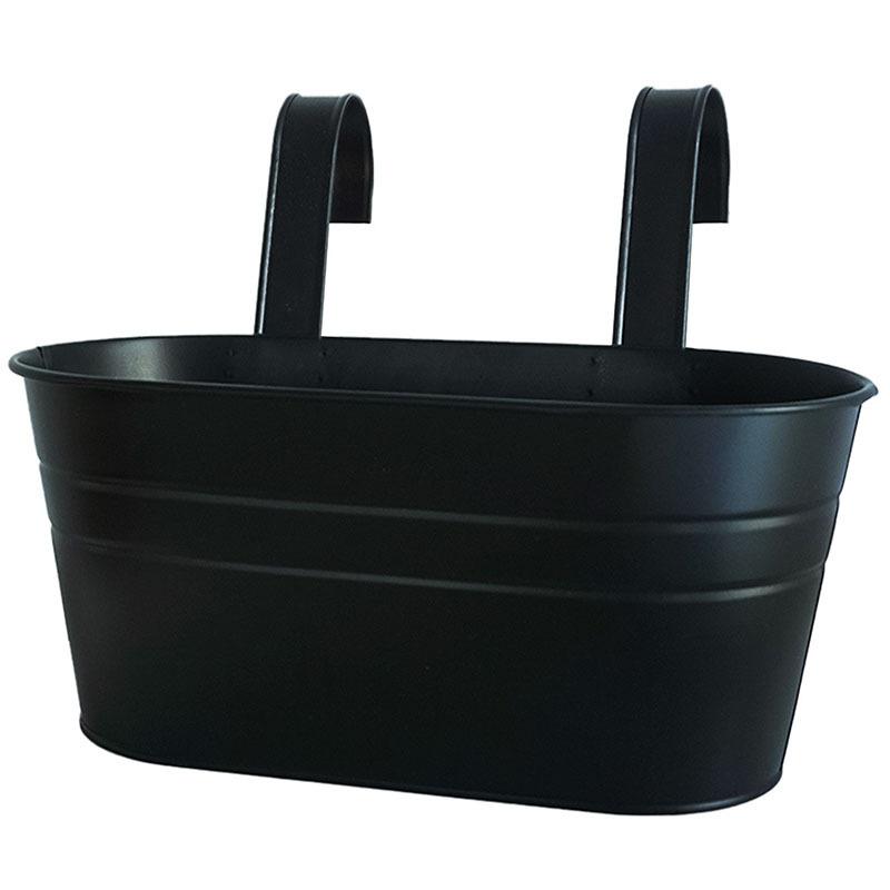 Metal Iron Hanging Flower Pots For Railing Fence Hanging Bucket Pots Countryside Style Window Flower Plant Baskets Holder чёрный