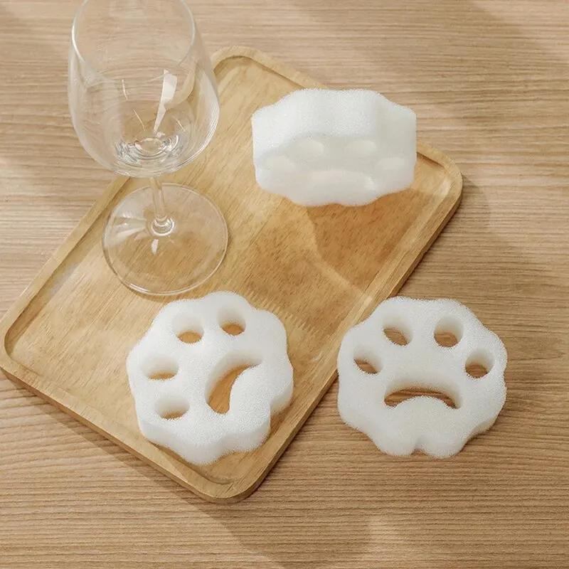 2pcs Cat Claw Shaped Dish Washing Brush Pot Sponge Durable and Oil Free Sponge For Cleaning Dishes In The Kitchen