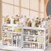 Cosmetic Storage Box with Drawers for Lipstick & Skincare - Compartmentalized Desktop Organizer for Dressing Table