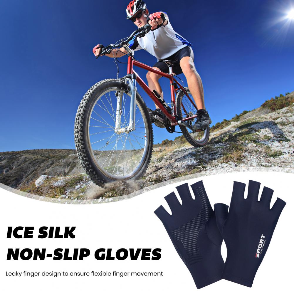 Sunscreen Gloves Solid Color High Elastic Breathable Non-slip Half-Finger Gloves Sun-Protection Spandex Women Men Summer Outdoor