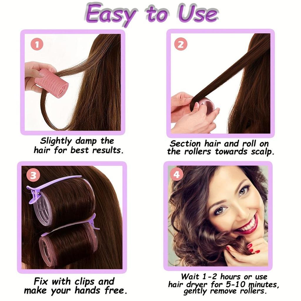 3pcs/Set Self-grip Hair Curling Iron Set, No Heat Hair Curler With Hair Clips, DIY Hair Styling Tools For All Hair Types
