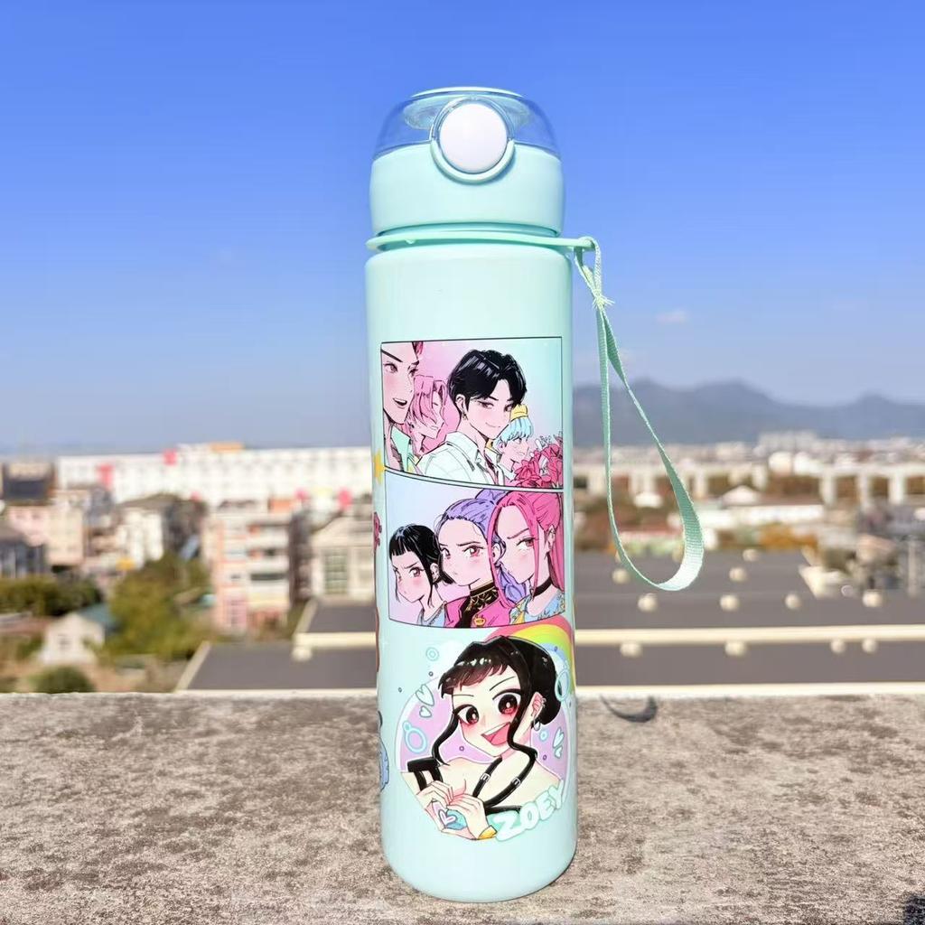 Anime K-Pop Demon Hunters Printed Thermos Cup Portable Stainless Steel 400Ml Water Bottle Leak Proof Camping Water Cup Gifts