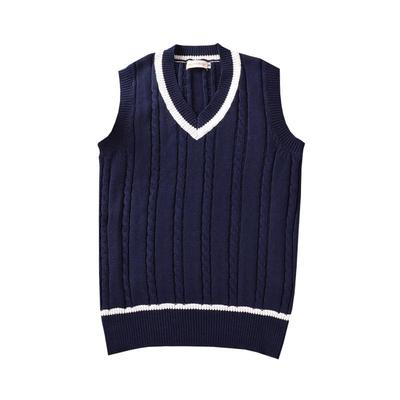 Unisex British College V-Neck Cable Knit Sweater Vest