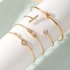 Fashionable and luxurious pearl butterfly heart-shaped open bracelet4Set European and American diamond-studded LOVE Bracelet set