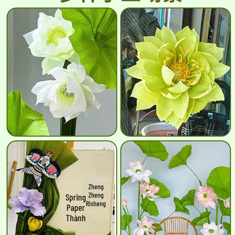 Packung dickes grünes Krepppapier für handgefertigte 3D-Blumen, ideal für Bastelarbeiten in Grundschule und Kindergarten