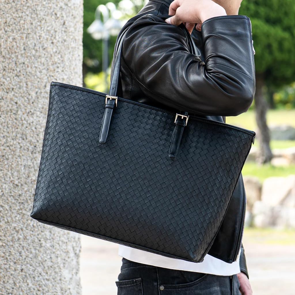 UluWatu Tiger PREMIUM Simple Tote Bag Business Tote Bag Black Braided A4 Large Capacity Intrecciato Latest Model [UluWatu Tiger] Men's/Women's
