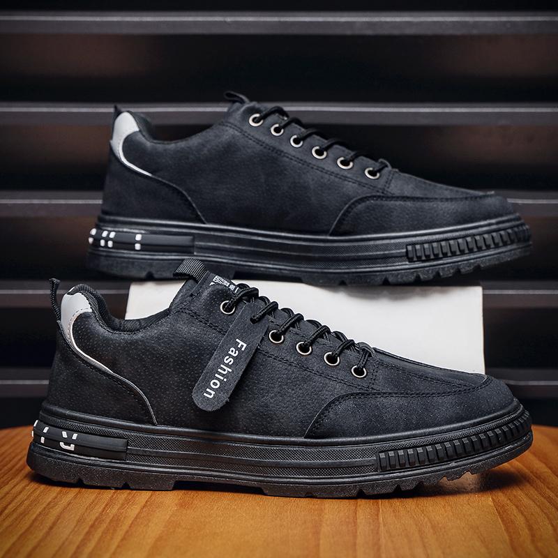 

2024 Мужские кроссовки Дизайнерская повседневная обувь Новая мода Ретро удобная спортивная обувь Платформа шнуровка Кожаные кроссовки для мужчин 44 чёрный