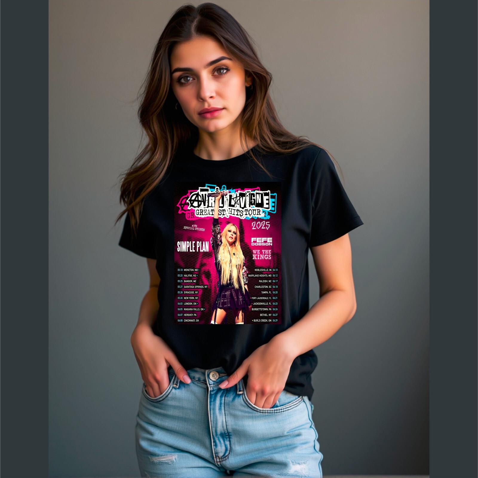 Avril Lavigne Live In Concert Graphic Tour Date Place Music Concert Gift T-Shirt XXXXL