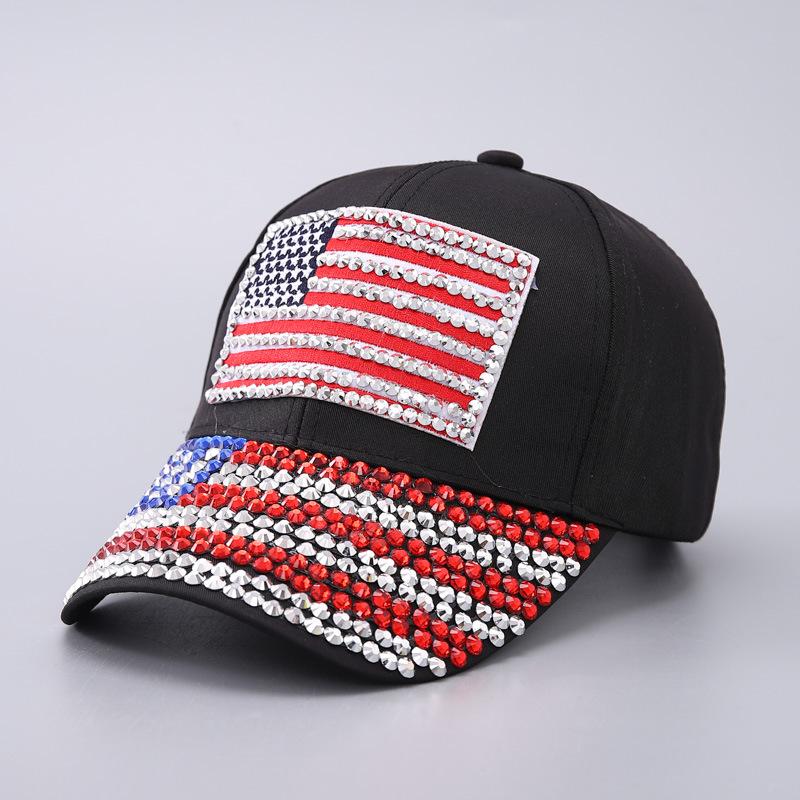 American flag baseball cap men's and women's fashion rhinestone USA curved brim cap spot batch