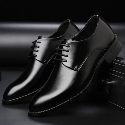 Atmungsaktive Lederschuhe für Herren, formelle Business-Schuhe, spitz, zum Schnüren, flacher Boden, Hochzeitsschuhe, Herren Übergröße