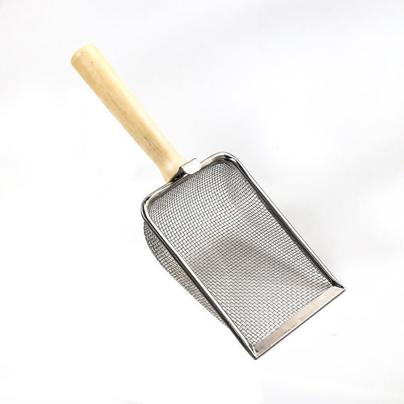 Cat litter shovel Fine hole cat shit shovel Large suitable for all kinds of cat litter Wooden handle Metal stainless steel cat litter shovel