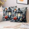 1 Pieces Winter Scene Pillows With Birds And Lanterns Polyester pillowcase, sofa decorative cushion cov Headboard Pillow
