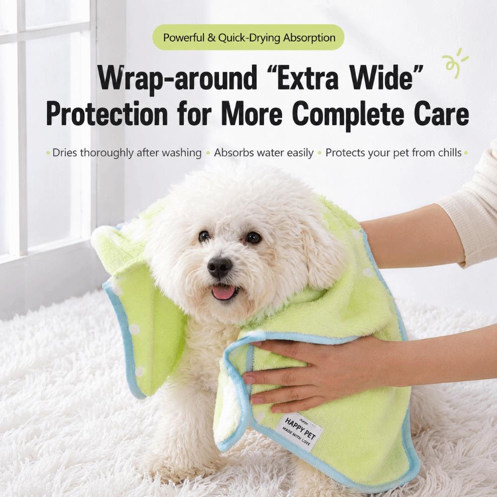 Coral Fleece Dog Hooded Bathrobe Super Absorbent Absorbent Pet Towel Cute Pet Bath Towel Dog Cat