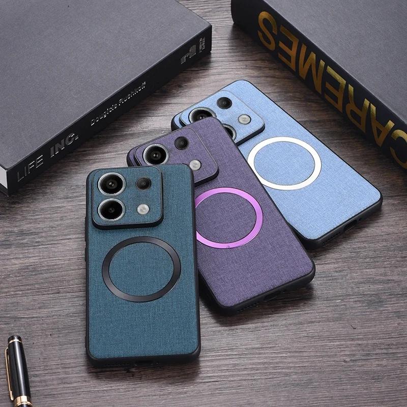 

Роскошный кожаный чехол Magsafe для Xiaomi 14 Pro Ultra Redmi Note 13 Pro Plus 5G K70E Poco X6Pro Магнитный беспроводной зарядный противоударный защитный чехол