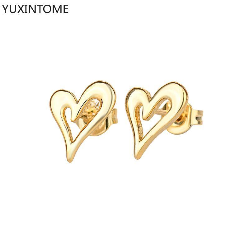 925 Silver Ear Needle Exquisite Heart Pendant Hoop Earrings Fashion Geometric Zircon Stud Earrings Women's Fine Jewelry
