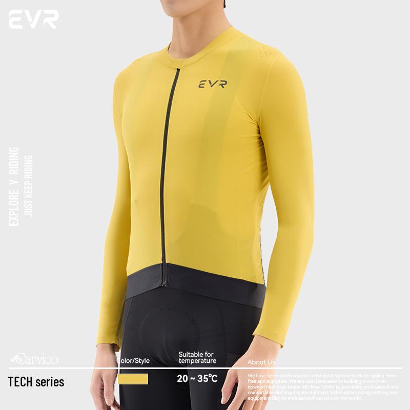 EVR Tech Men's Long Sleeve Cycling Jersey - Moisture-Wicking, UV Protection, Spring/Summer Road Bike Top