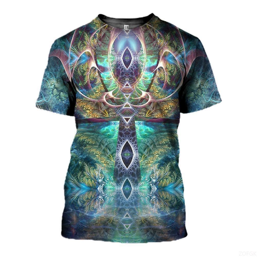 Neue mysteriöse Symbole Trippy 3D-Druck T-Shirts Herren Damen Leuchten im Dunkeln Kurzarm-T-Shirt Oversize-T-Shirts Oberteile