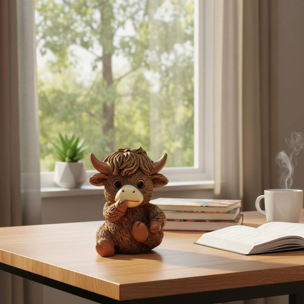 Mini Highland Cow Figurine Miniature Highland Cow Figurine Handmade Look for Study Room