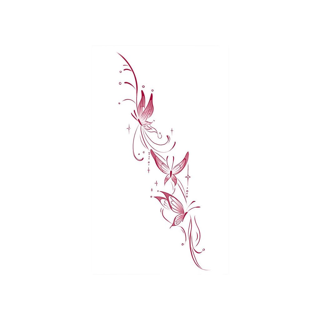 Burgundy Gradual Change Butterfly Tattoo Sticker, Waterproof And Long-Lasting, Gentle Arm Model, Simulated Tattoo Sticker