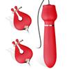 Manufacturer Chest Clips Rose Vibrator for Women 2 In 1 Clitoris Stimulator Massage Stick Dildo Nipples Clamps