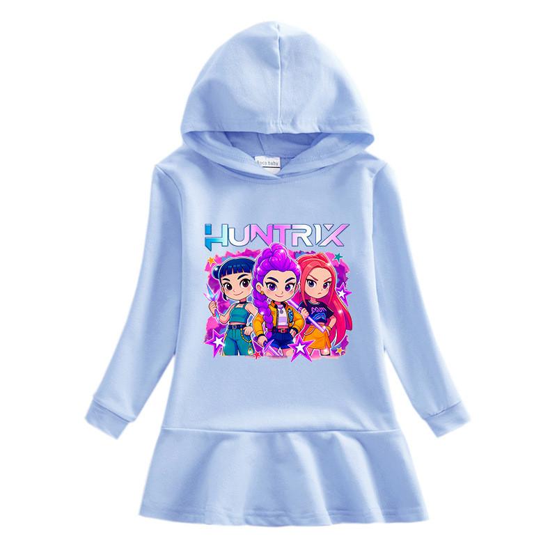 Girls Kpop Rumi Zoey Mira Hunters Printed Colorful Cute Hooded Dress