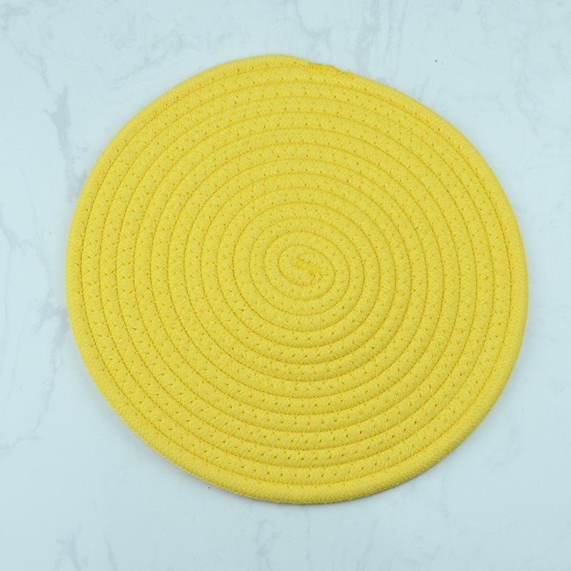 Nordic Insulated Round Cotton Woven Placemat and Coaster Set - Heat Resistant Dining Table Pad.