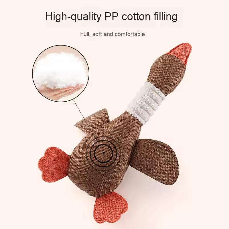 Eco - Friendly Plush Duck Dog Toy with Squeaker for Chewing and Teething - Interactive Pet Supplies Cat Dog Toys
