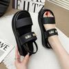 Summer New Niche with Casual Platform Sandals Women's One-word Open-toed Beach Sandals Women