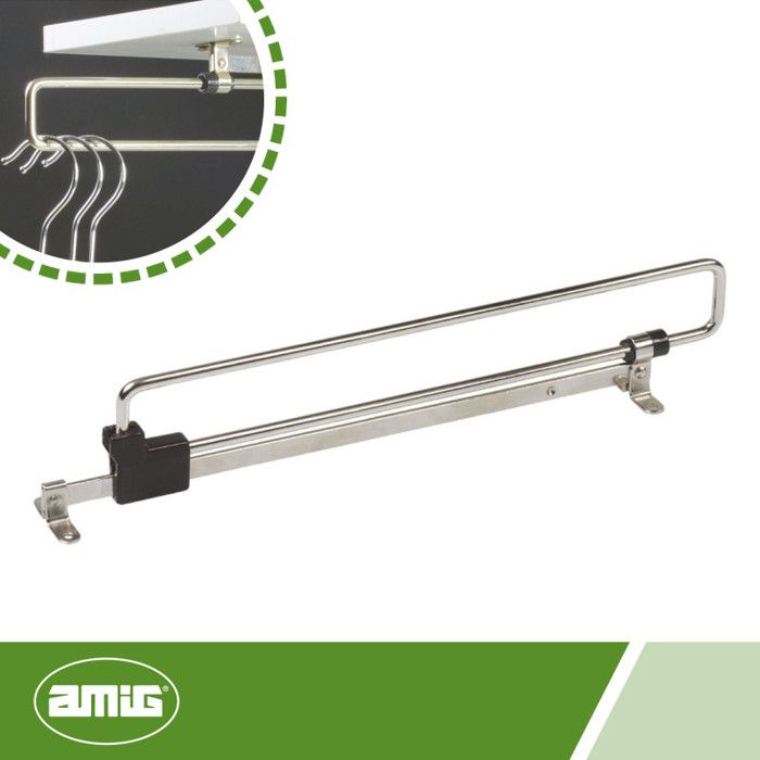 AMIG | Porte cintre télescopique 12 | 300 mm | Acier | Chromé brillant