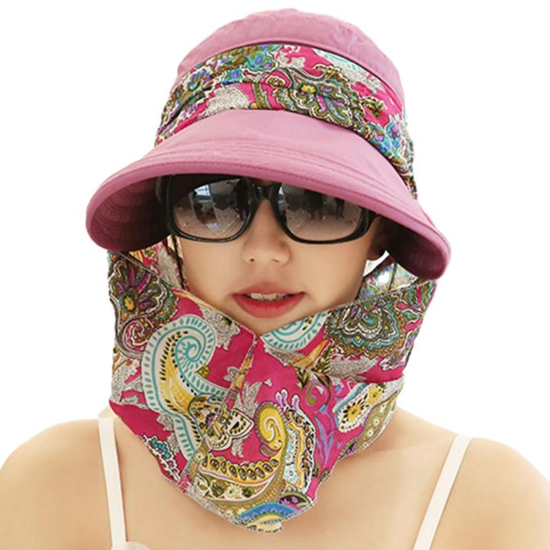 Women Sun Hat Face Neck Protection Cap Breathable Foldable Detachable Hat For Lady Girl